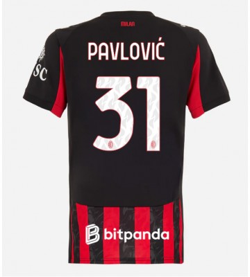 AC Milan Strahinja Pavlovic #31 Replika Hjemmebanetrøje Dame 2025-26 Kortærmet